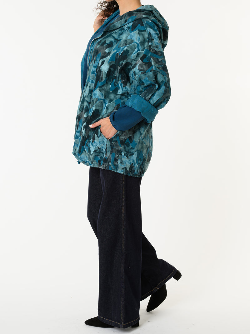 NEW - Veste bleue avec imprimé de camouflage