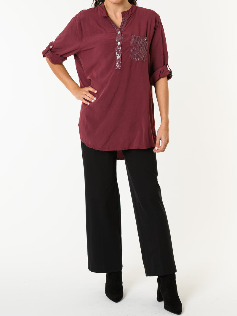 NEW - Blouse bourgogne avec paillettes