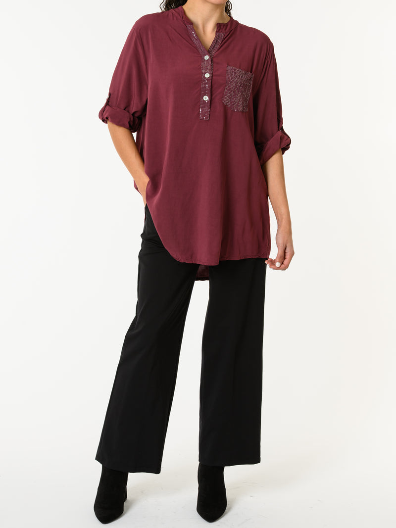 NEW - Blouse bourgogne avec paillettes