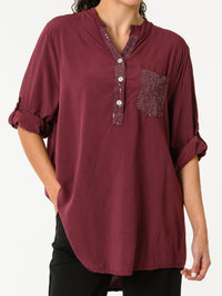 NEW - Blouse bourgogne avec paillettes