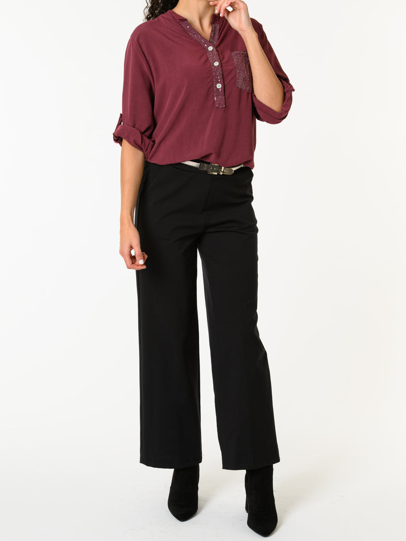 NEW - Blouse bourgogne avec paillettes
