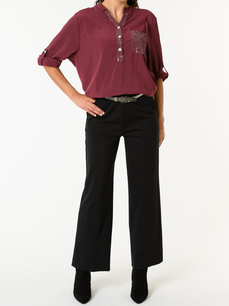 NEW - Blouse bourgogne avec paillettes