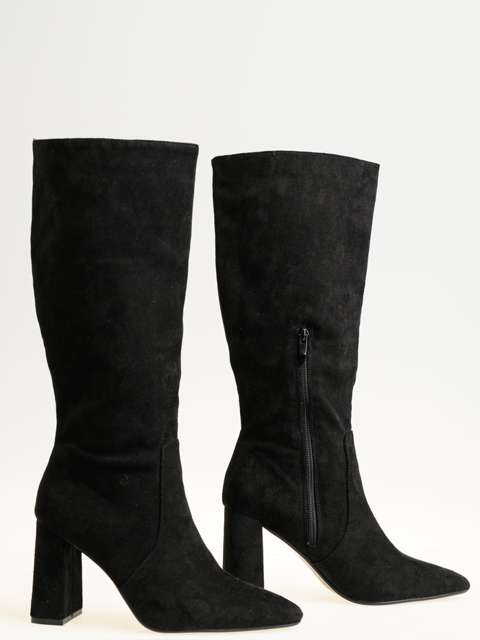 Botte noire haute en suède