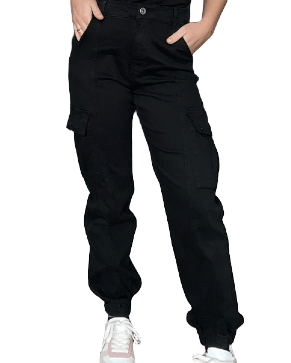 Pantalon noir cargo pour femme