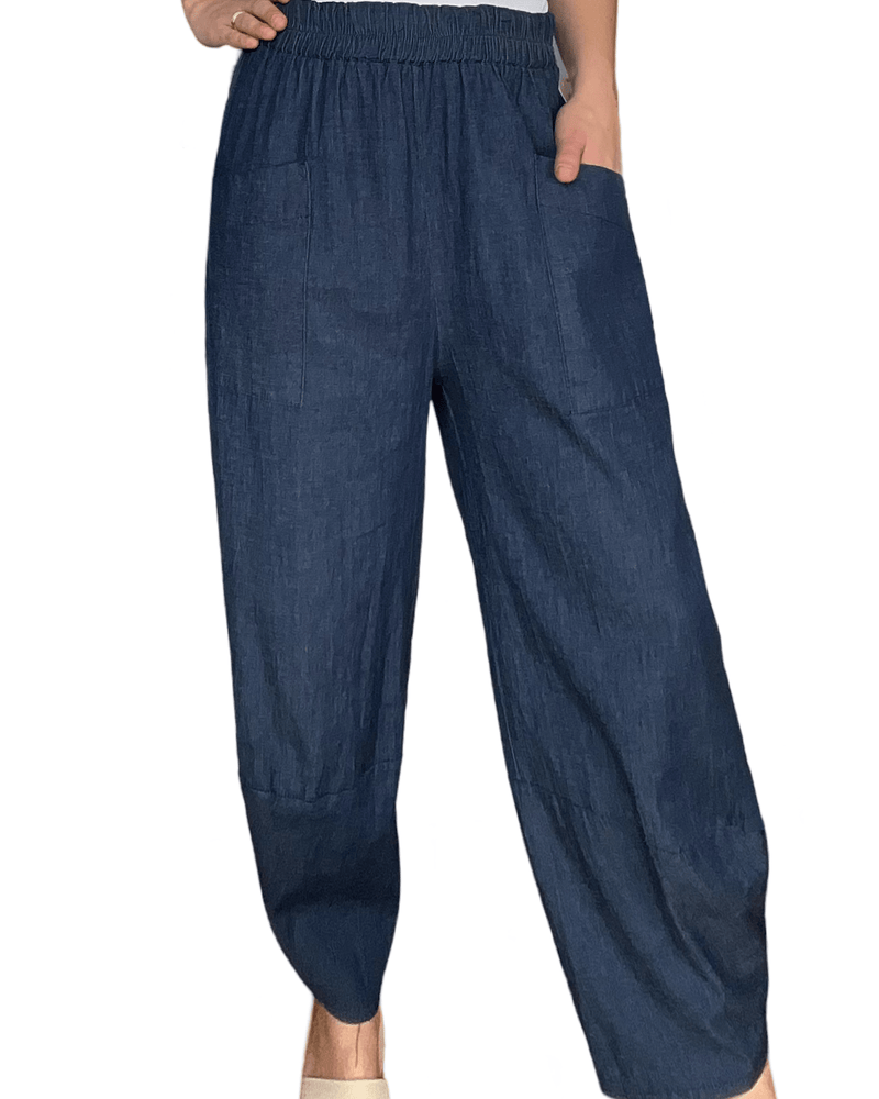 Pantalon baggy bleu jeans pour femme.