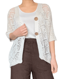 Veste blanche crème en tricot pour femme.