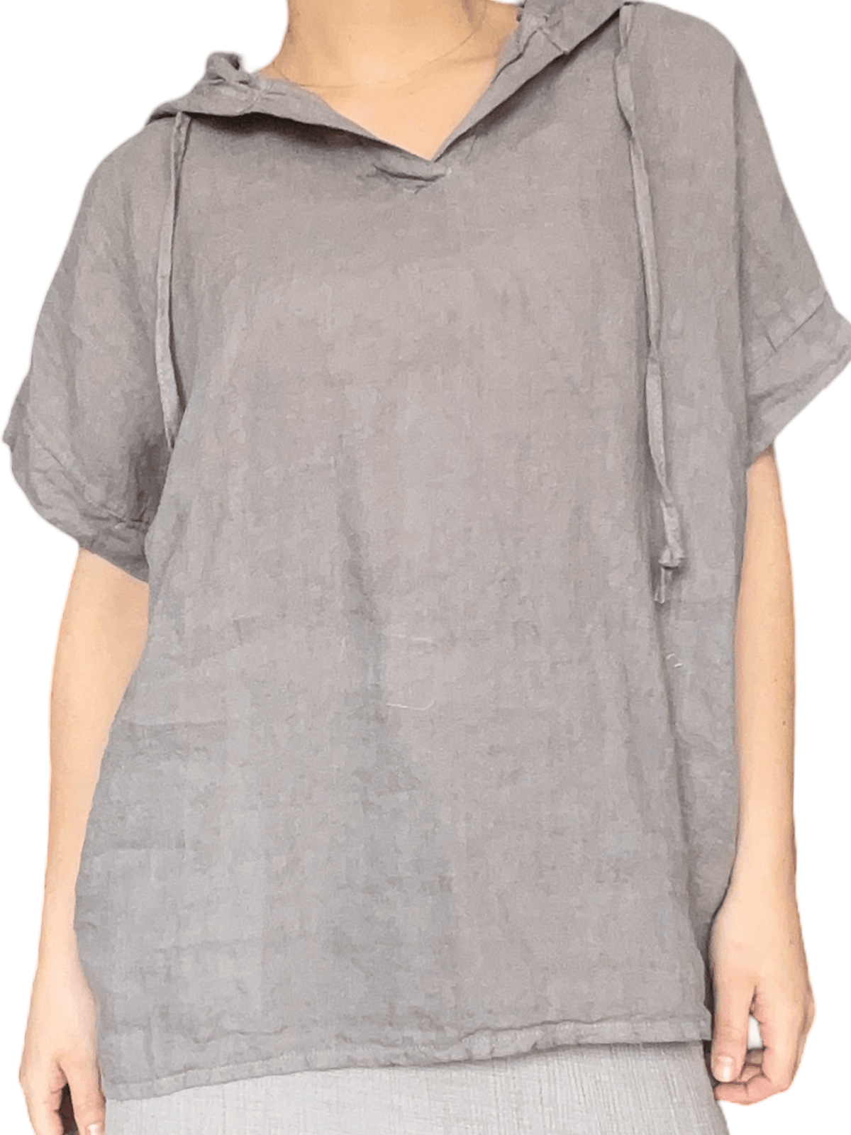 T-shirt moka uni avec capuchon pour femme.