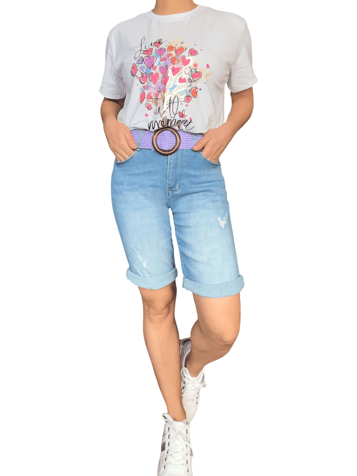 Bermuda en jeans à taille haute