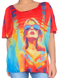 Chandail de couleurs vives avec imprimé d'une femme chic pour femme.