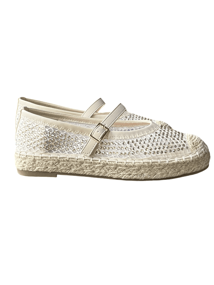 Ballerine beige en mailles pour femme.
