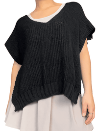 Débardeur noir en mailles pour femme.