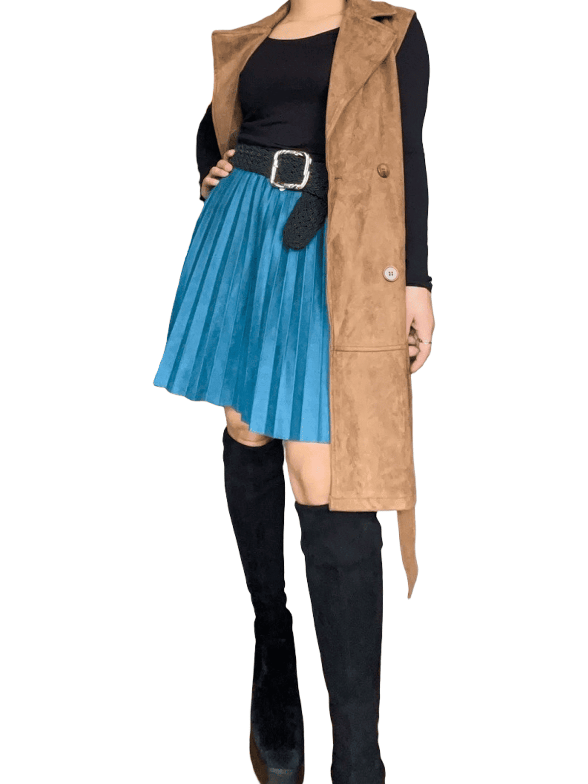 NEW- Jupe plissée bleu sarcelle