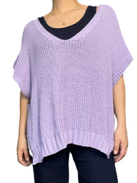 Débardeur lilas en mailles pour femme.