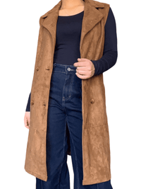 NEW- Veste trench camel sans manche