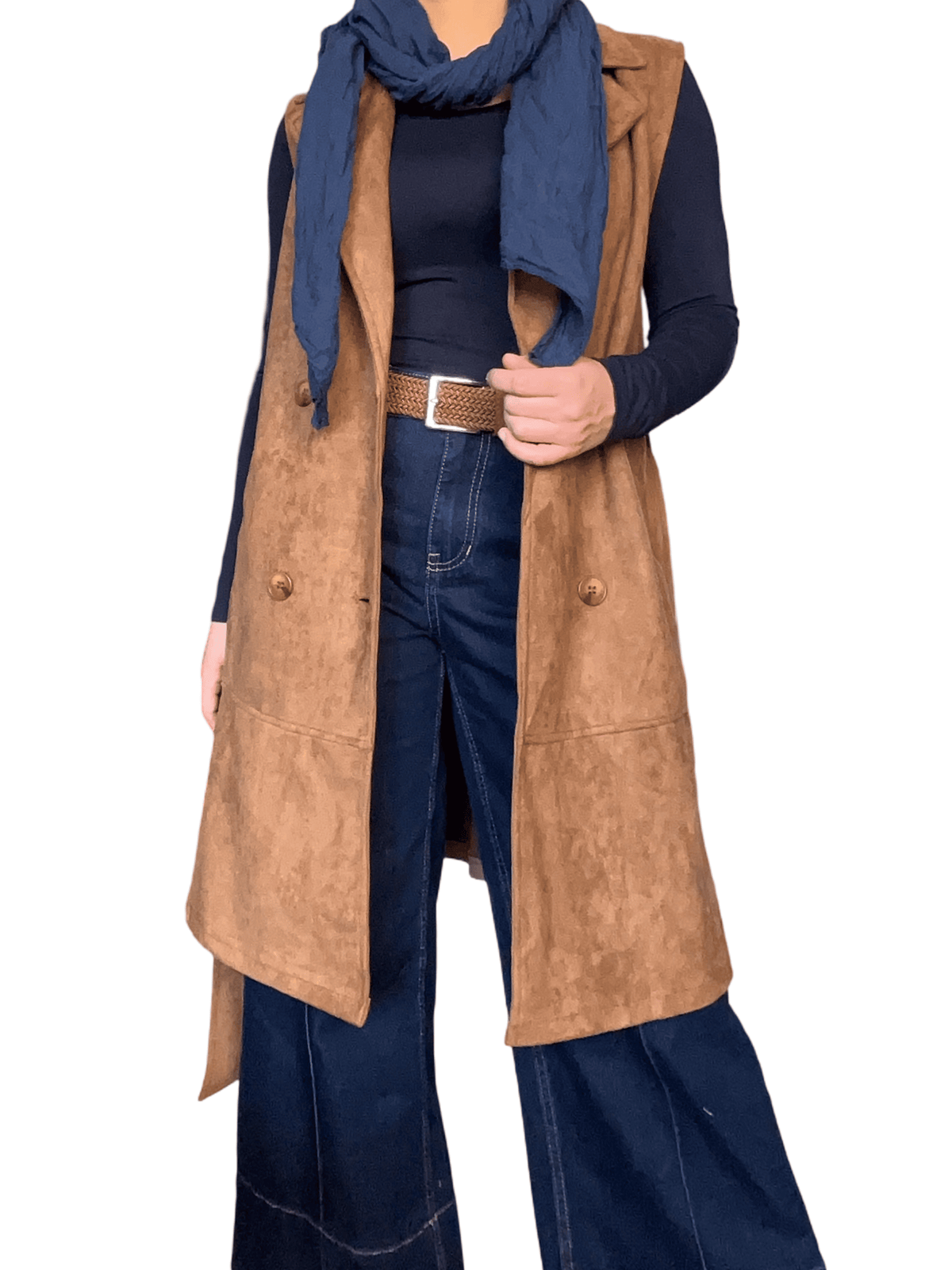 NEW- Veste trench camel sans manche