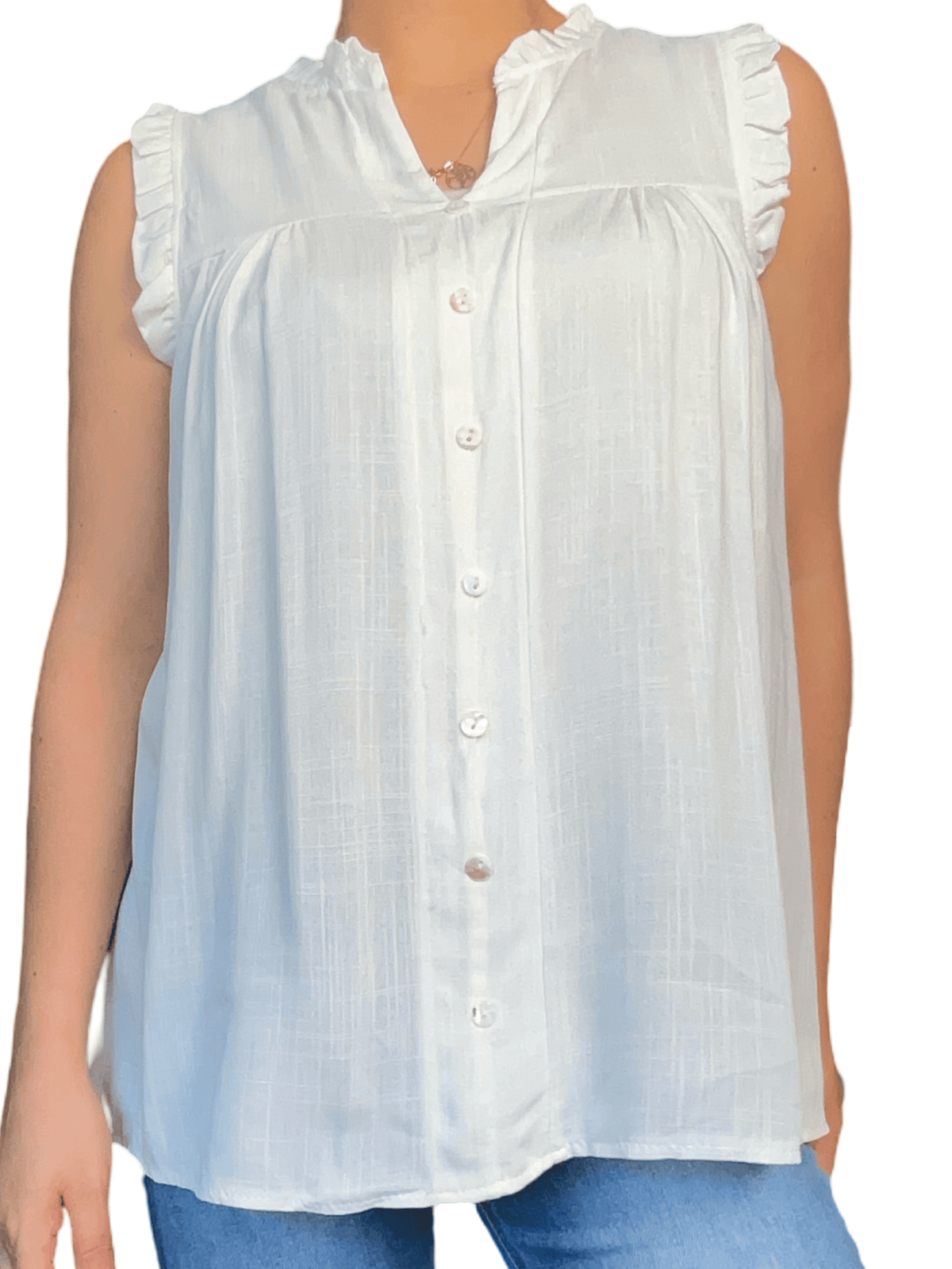 Camisole jaune boutonnée pour femme.