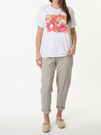 T-shirt blanc avec imprimé de carte du monde