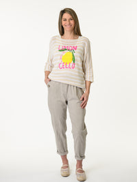 Chandail beige à rayures blanches ''Limoncello''