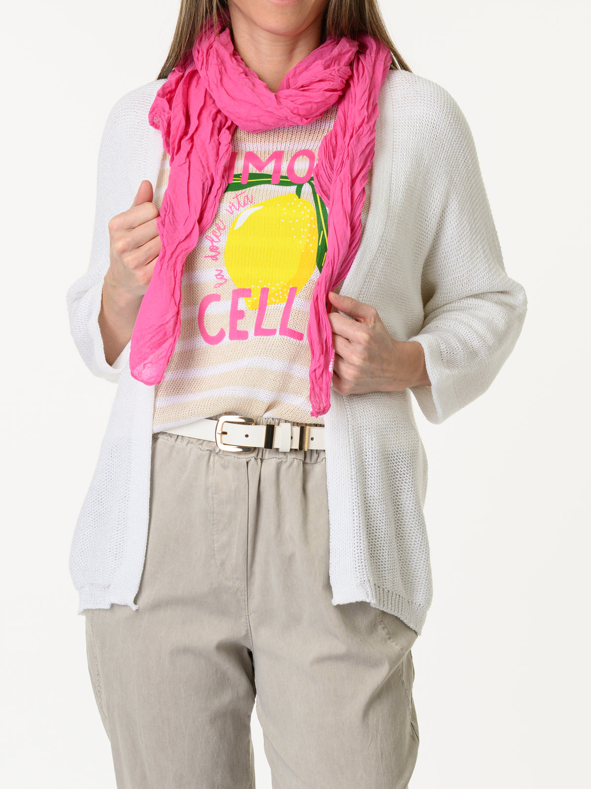 Chandail beige à rayures blanches ''Limoncello''