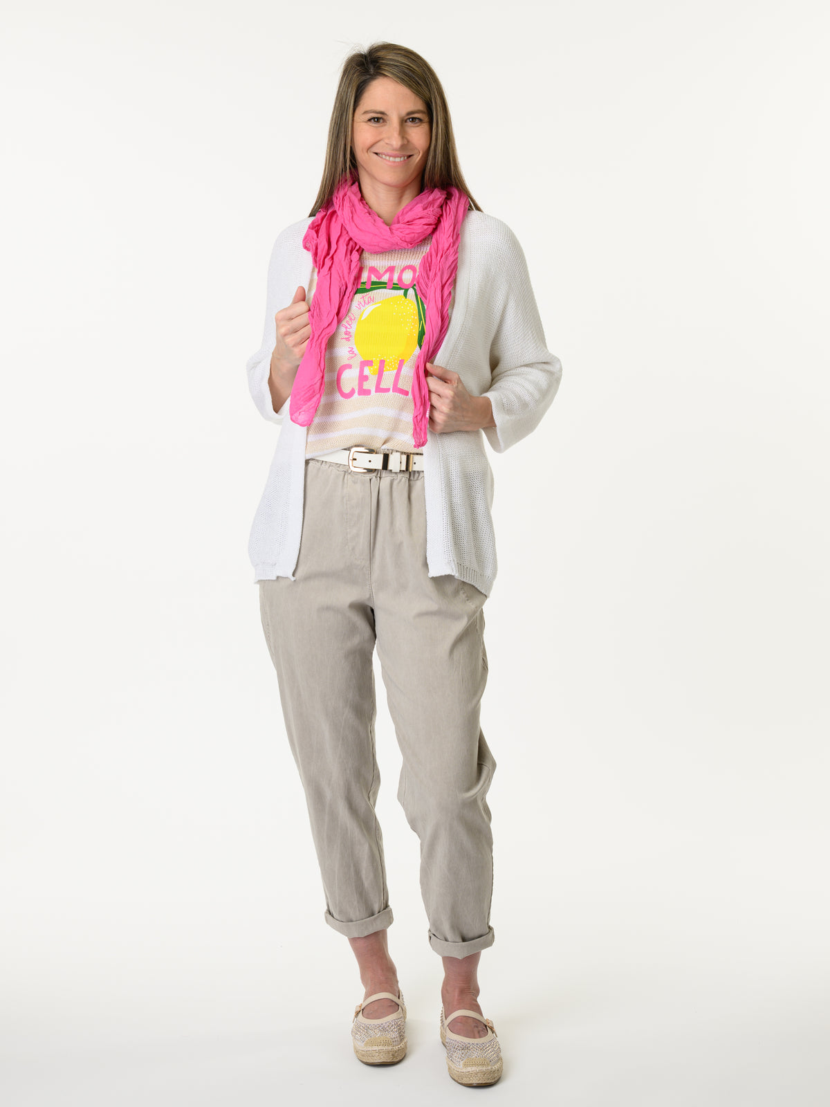 Chandail beige à rayures blanches ''Limoncello''