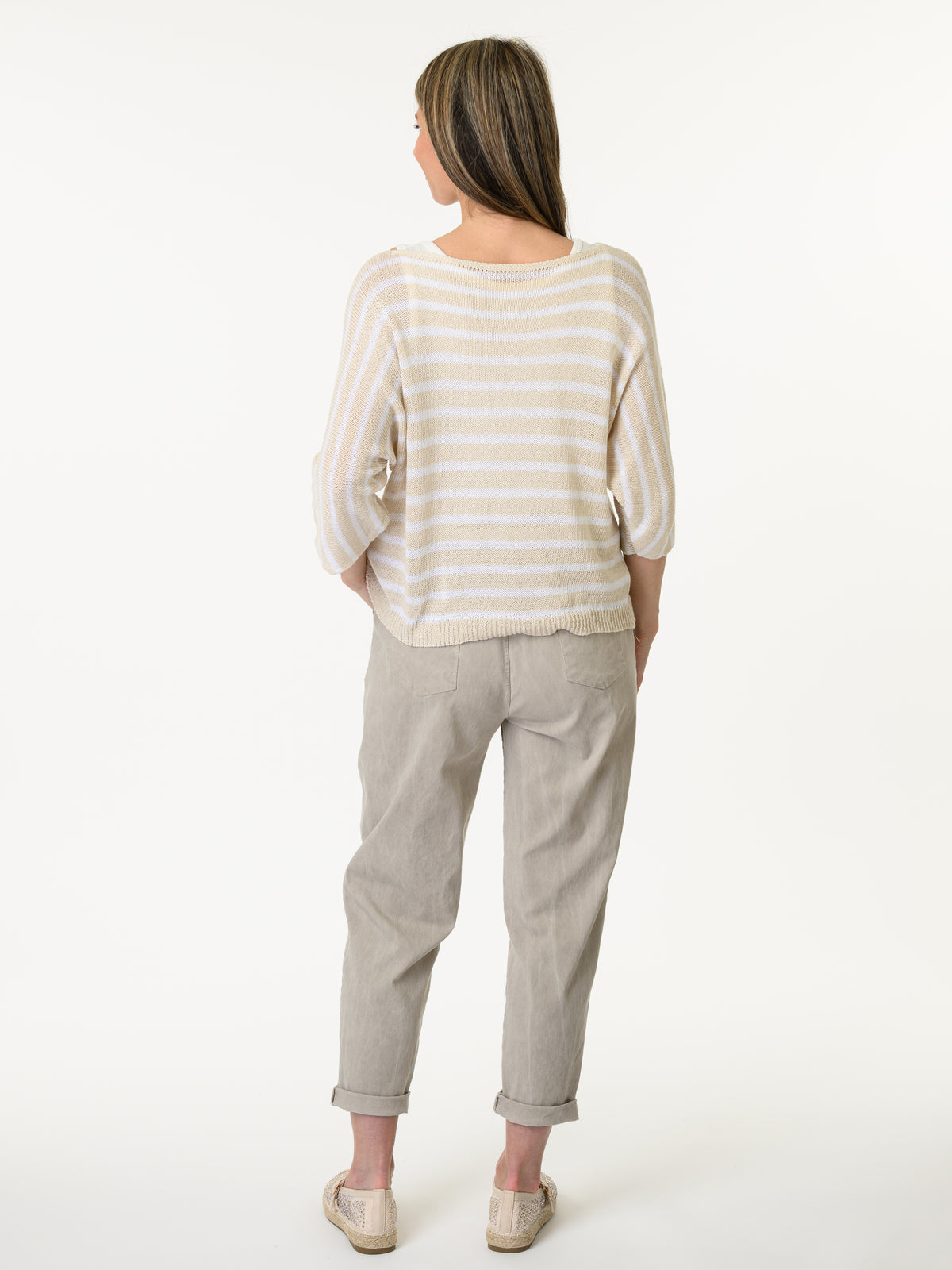 Chandail beige à rayures blanches ''Limoncello''