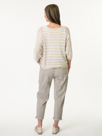 Chandail beige à rayures blanches ''Limoncello''