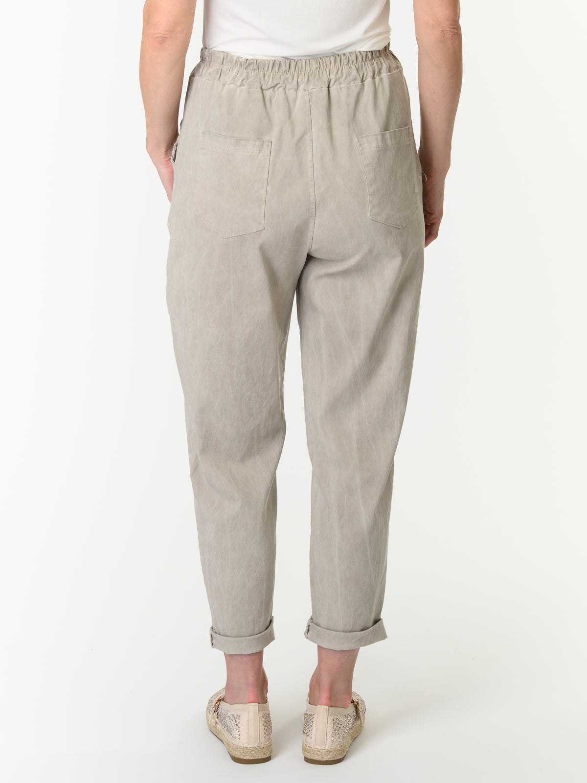 Pantalon moka pâle à taille élastique