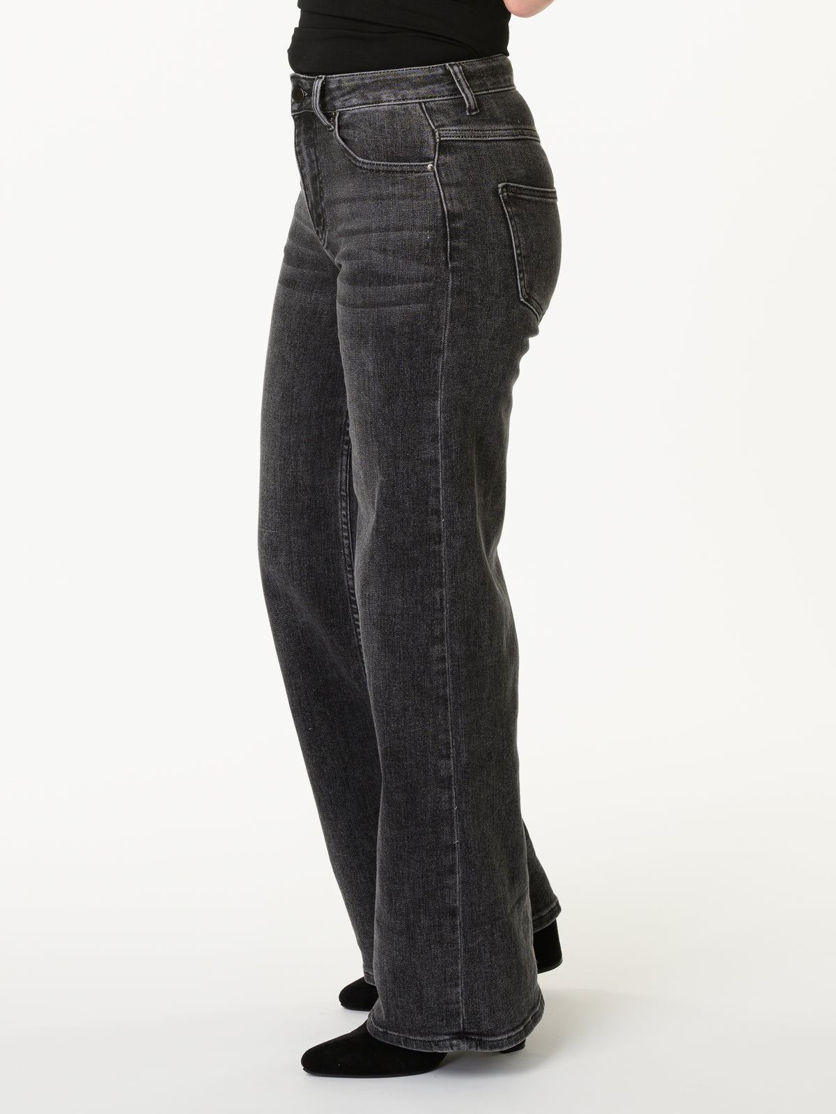 Jeans gris à jambe large