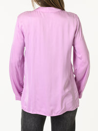 Chemise satinée lilas à manche longue