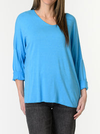 Chandail bleu uni à manche longue