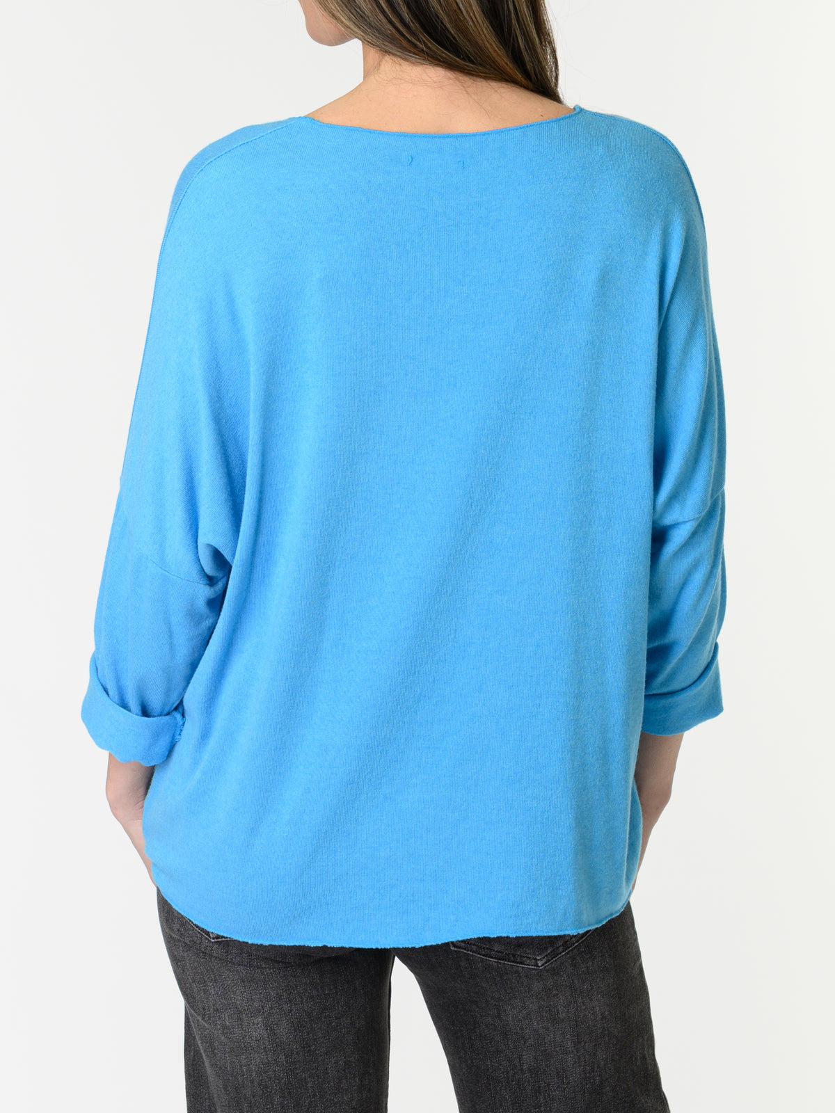 Chandail bleu uni à manche longue