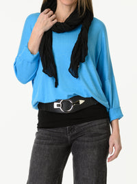 Chandail bleu uni à manche longue