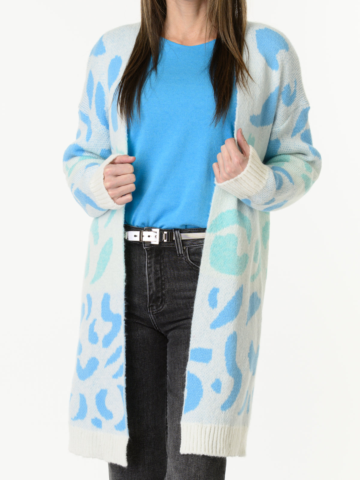 Chandail bleu uni à manche longue