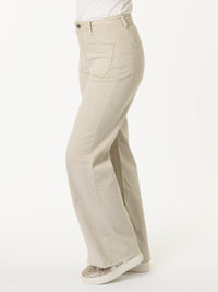 Jeans beige palazzo avec poches plaquées