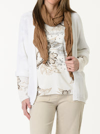 Chandail blanc à motifs de paisleys et fleurs