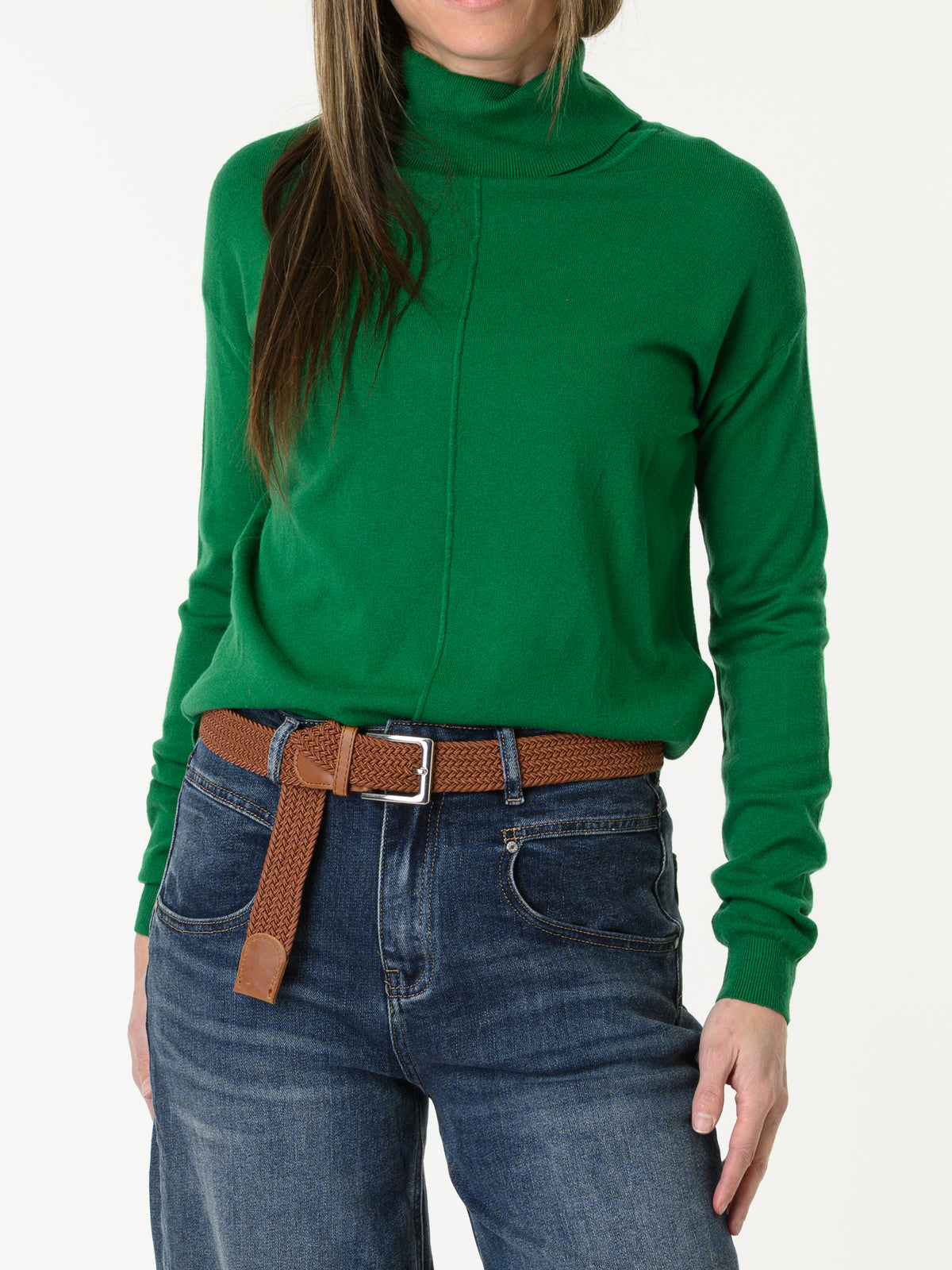 Chandail vert à col roulé manche longue