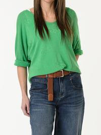 Chandail vert pomme à motifs floraux