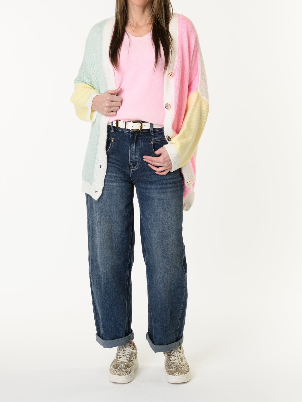 Veste multicolore avec boutons dorés