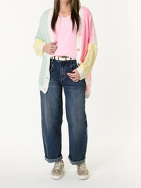 Veste multicolore avec boutons dorés