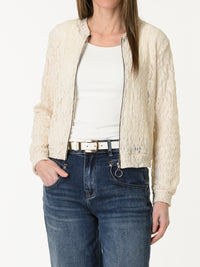 Bomber beige en dentelle