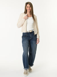 Bomber beige en dentelle