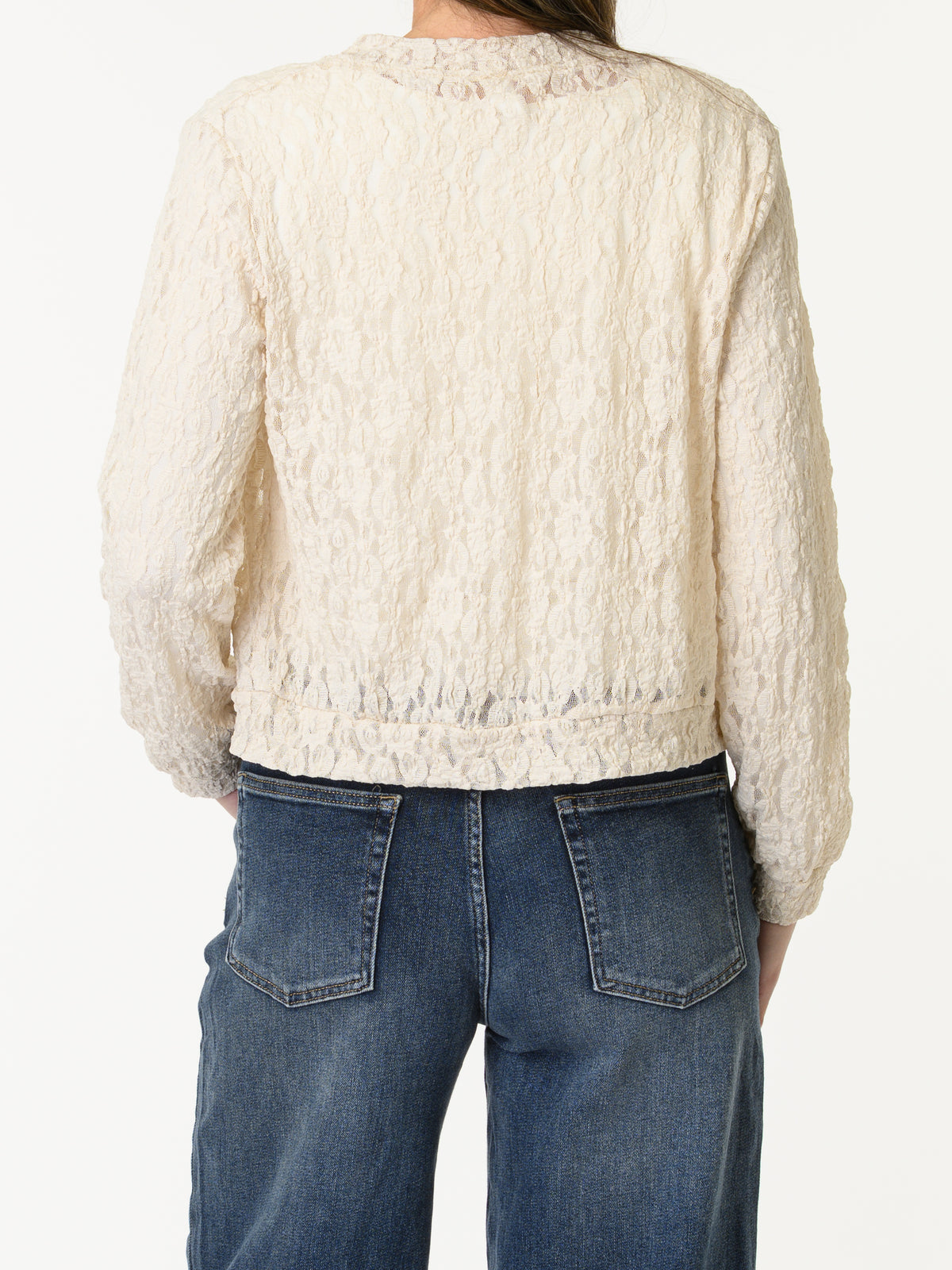 Bomber beige en dentelle