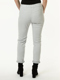 Pantalon gris patchwork à taille élastique