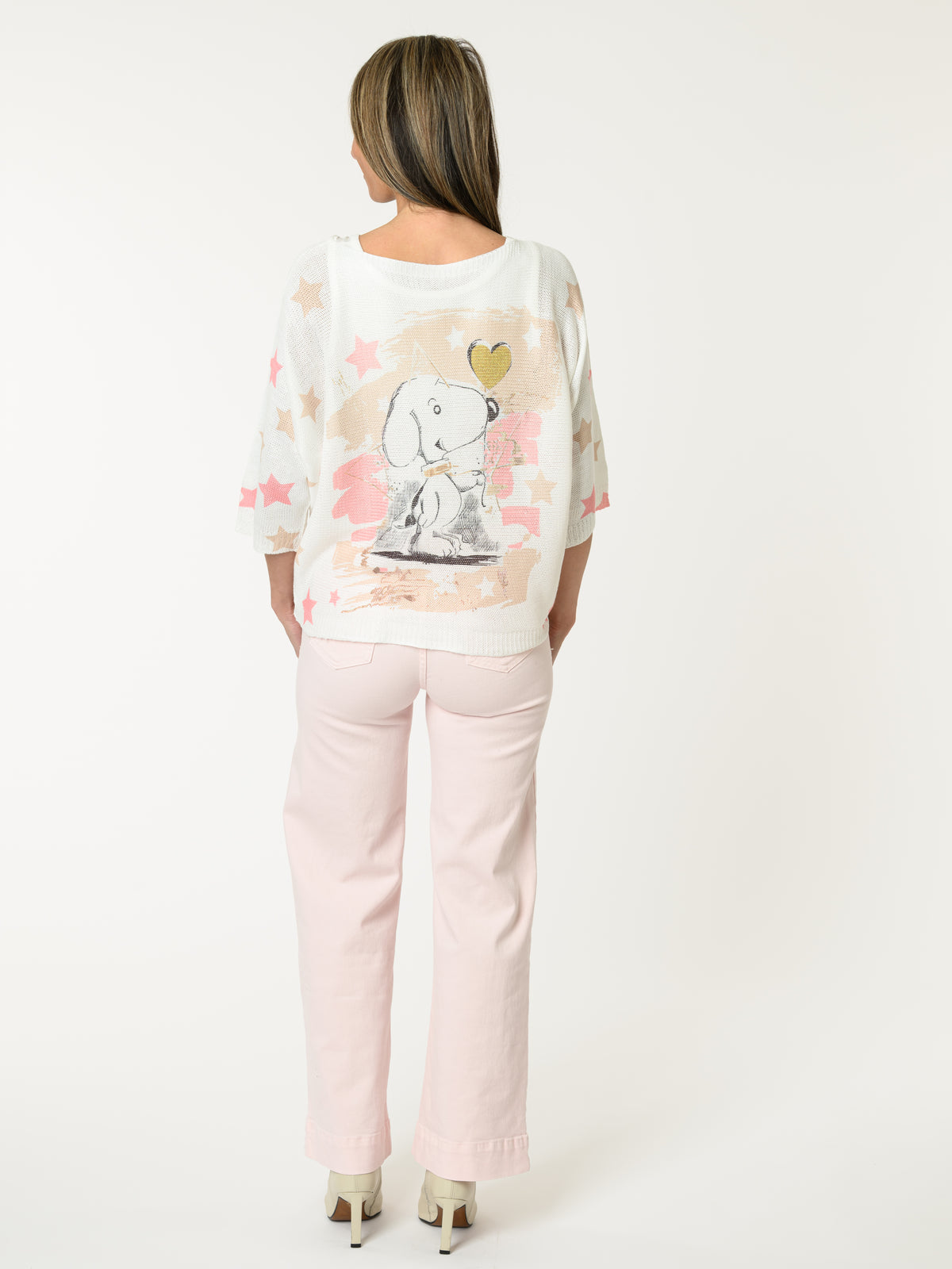 Chandail blanc ''Snoopy'' avec imprimé d'étoiles