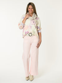 Chandail blanc crème avec imprimé floral lilas