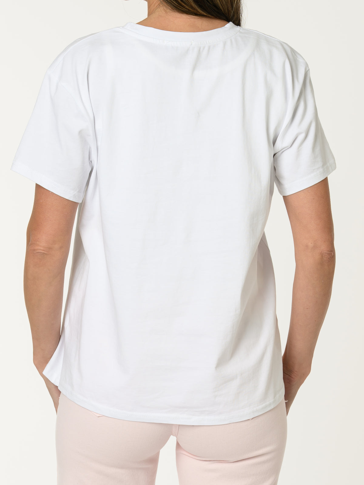 T-shirt blanc avec imprimé de deux fleurs texturées