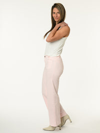 Jeans rose palazzo avec poches appliquées