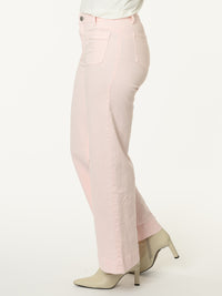 Jeans rose palazzo avec poches appliquées