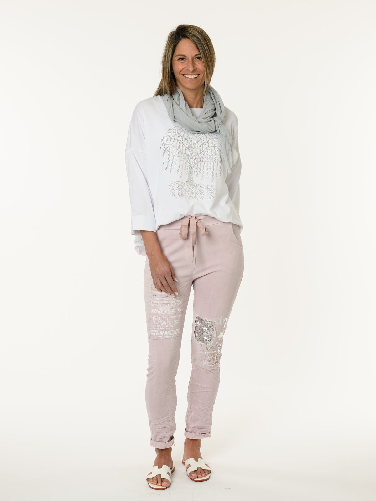 Foulard gris léger 20% soie