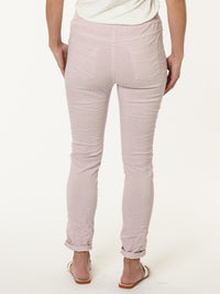 Pantalon rose pâle patchwork à taille élastique